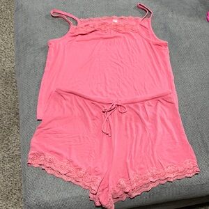 Auden Pink Lace Trim Pajama Set